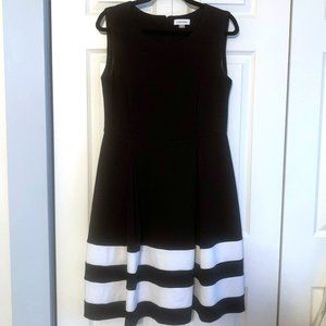 Calvin Klein Black and White Stripe A Line Dress